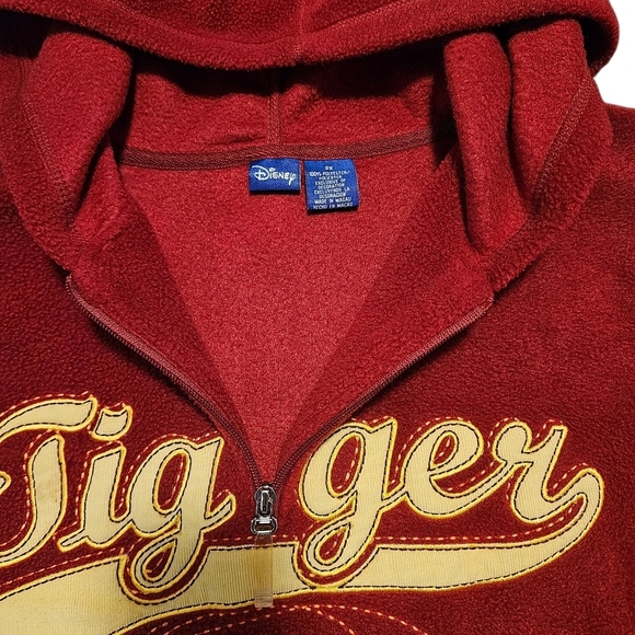 VTG Disney Tigger Fleece Hoodie XXL Red Half Zip Embroidered Winnie the Pooh Y2K - Picture 3 of 11